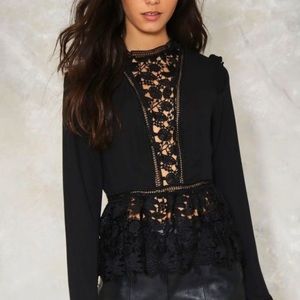 Nasty Gal Down to You Black Crochet Top